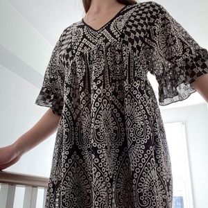 Embroidered Smock Dress